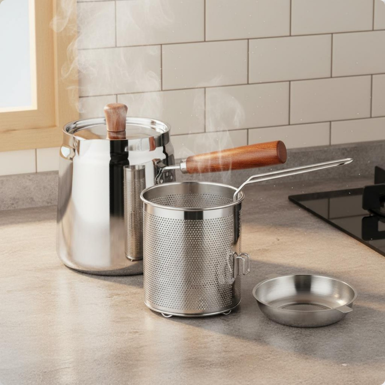 Oil Can with Lid with Mesh Strainer Rust-Resistant Stainless Steel Lard