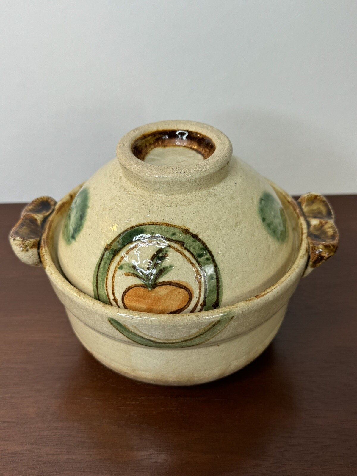 Donabe Japanese Clay Pot Glazed Hand Painted Earthenware Rice Casserole