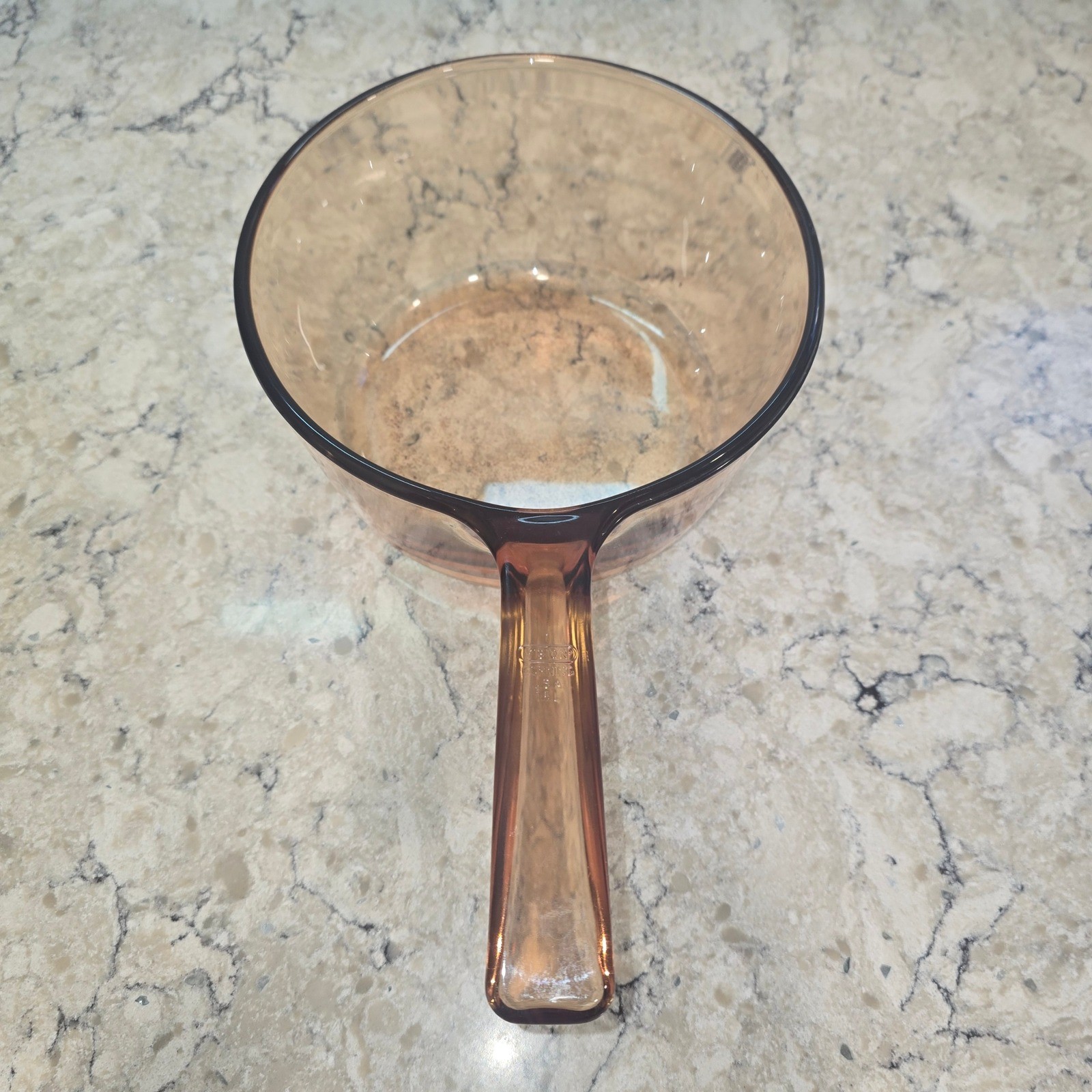 Visions Corning Amber Glass 1.5L Saucepan V-1.5-B Made in USA Vintage Cookware