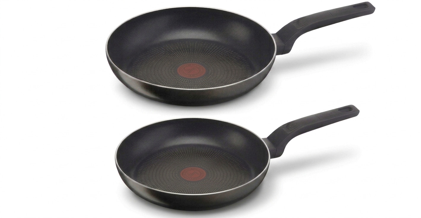 Tefal Frying Pan 11.8″ & 10.2″ (30cm+ 26cm) Set Titanium Non-Stick T-fal Skillet