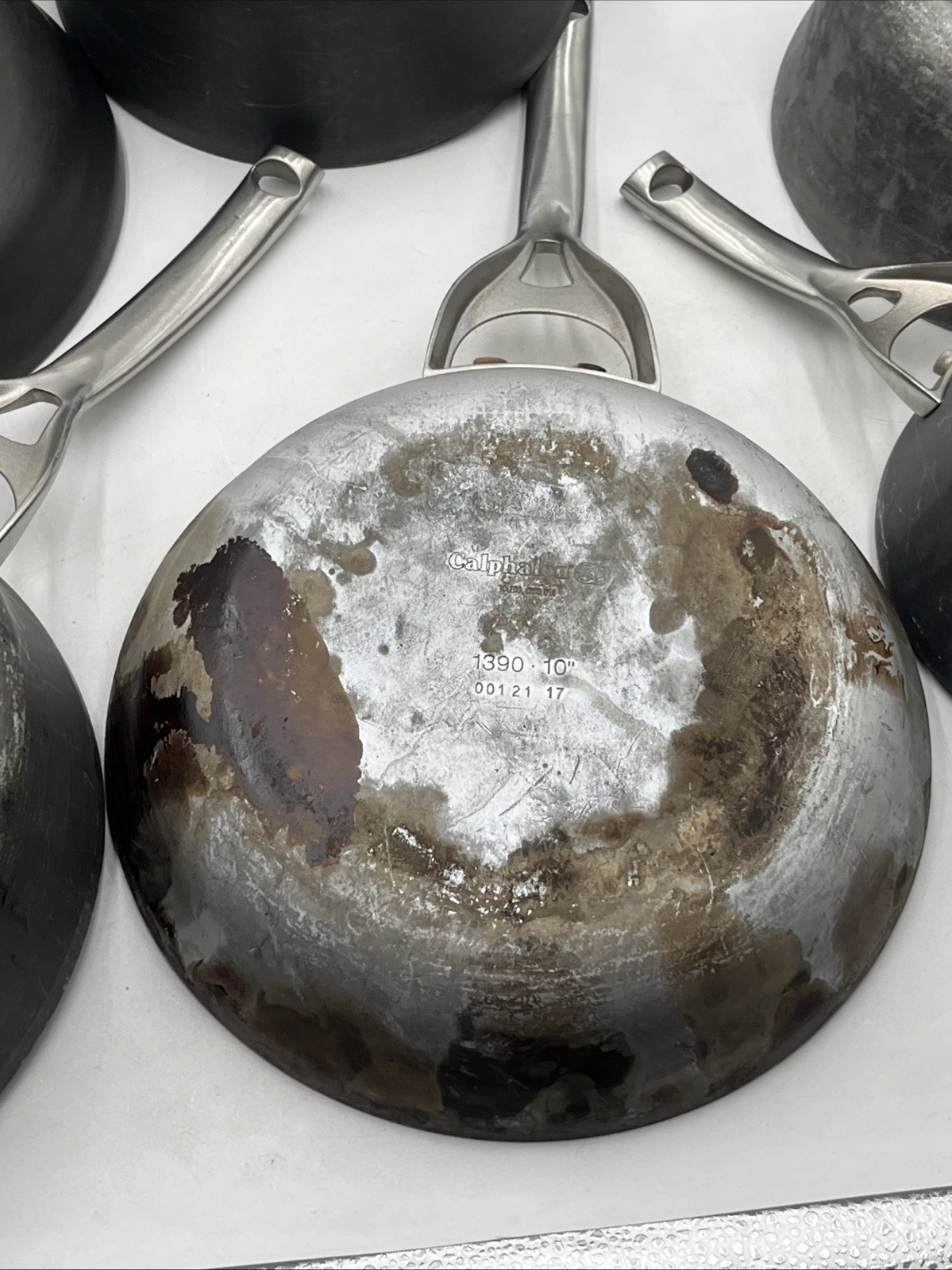 10-Piece Calphalon Hard Anodized Non-Stick Pots & Pans W/ Lids Set Used See Pics