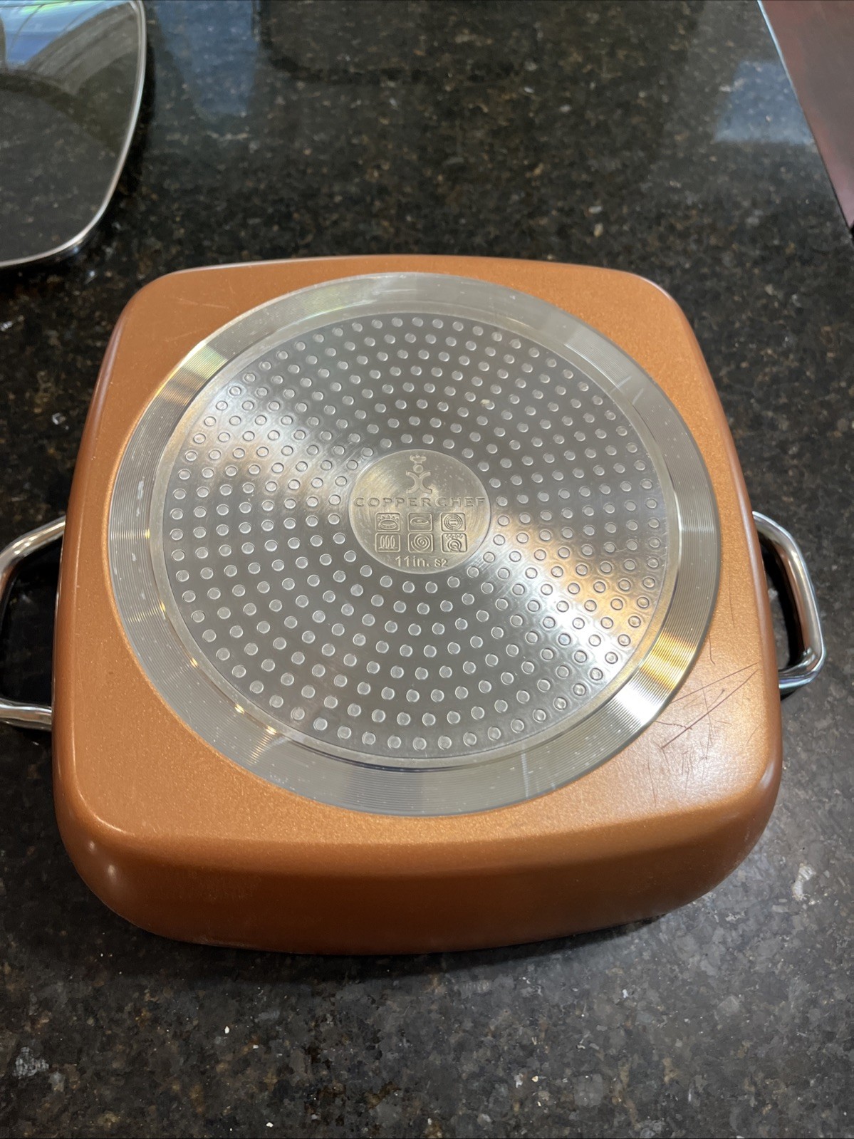 Copper Chef Nonstick 11” x 4″ Deep Dish Square Pan 2 Handles lids Steamer (LS)