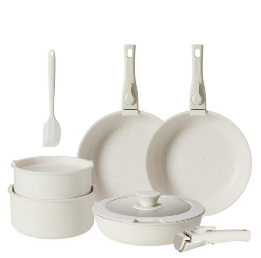 12 Pcs Pots and Pans Set Nonstick Kitchen Cookware Set with Detachable Handle