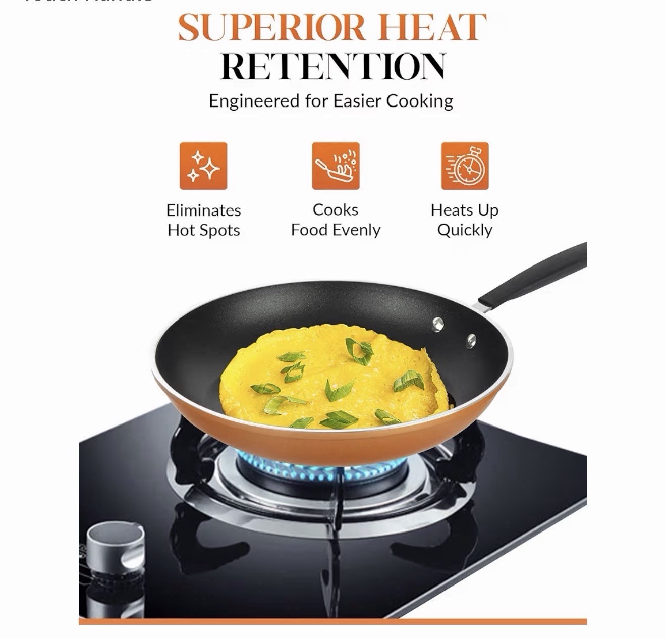 Gotham Steel Diamond Cast Textured 3-Pc. Non-Stick Set 8″/ 10″/ 12″ Fry Pans