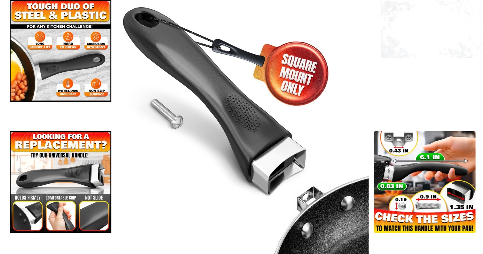 Pot Handle Replacement 6.1 Inch Bakelite Handle with Metal Screw for Pots Sau…