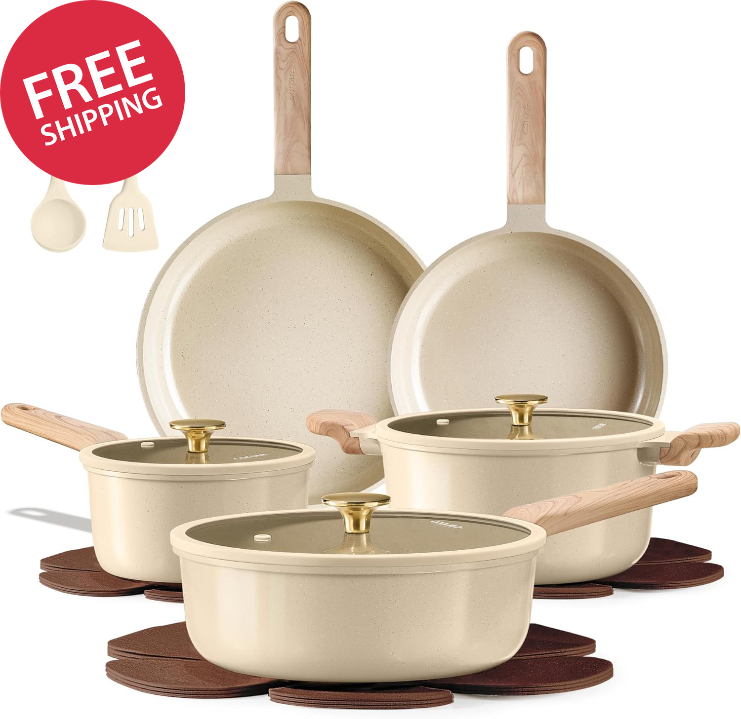 14 Pcs Pots and Pans Set Non Stick Ceramic Cookware Set Non-Toxic Kitchen