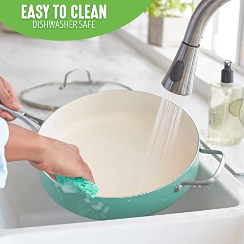 Artisan 5QT Turquoise Induction Saute Pan Jumbo Cooker – 5QT Artisan Ceramic