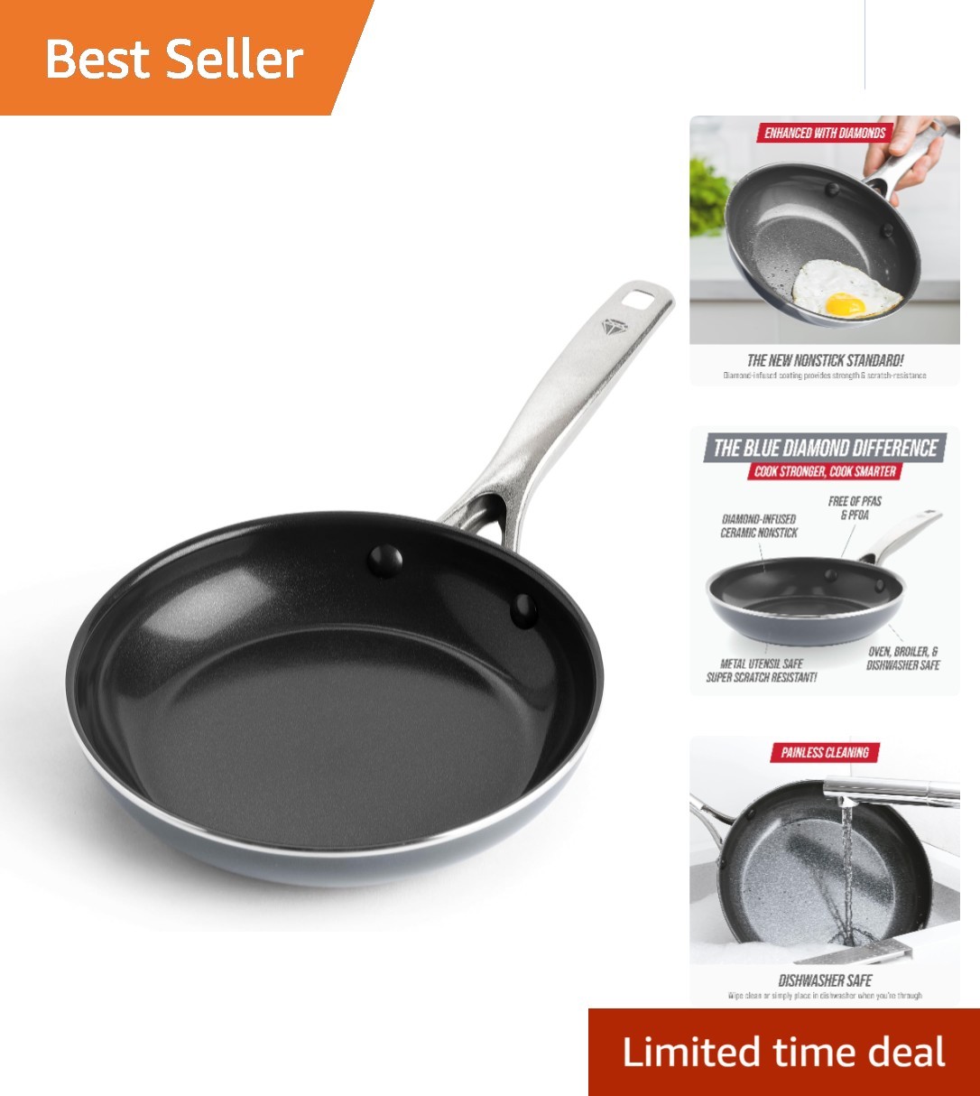 8-Inch Ceramic Nonstick Skillet – Oven Safe, Metal Utensil Safe Design