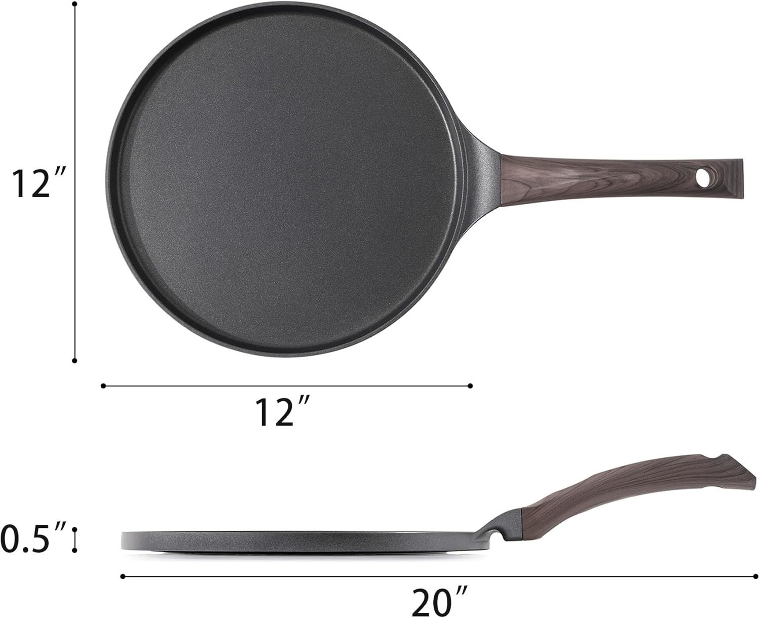 12-Inch Nonstick Crepe Pan with Swiss Granite Coating & Stay-Cool Handle