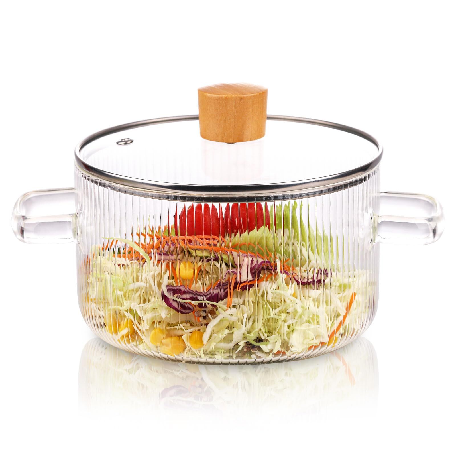 56oz Small Glass Cooking Pot With Lid Glass Stovetop Pot Heat Resistant Borosili