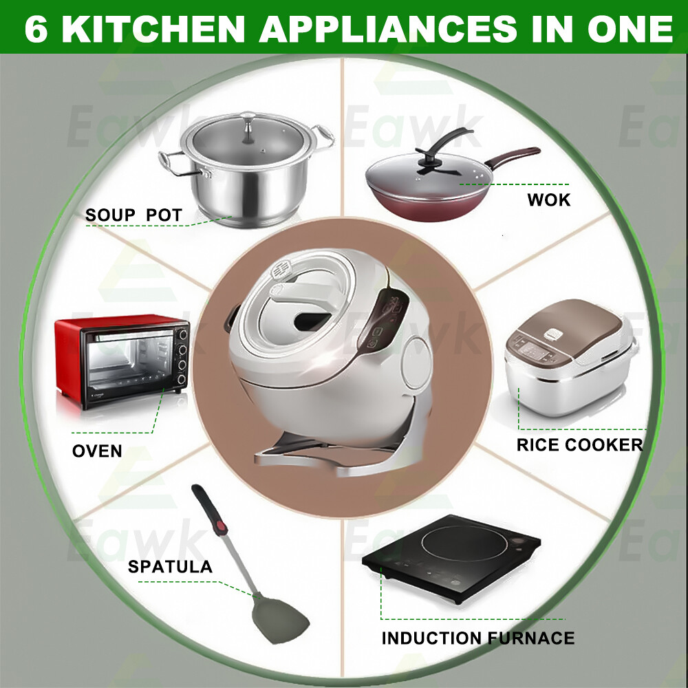 360° Rotation Electric Induction Cooker Stir Fry Automatic Cooking Food Machine