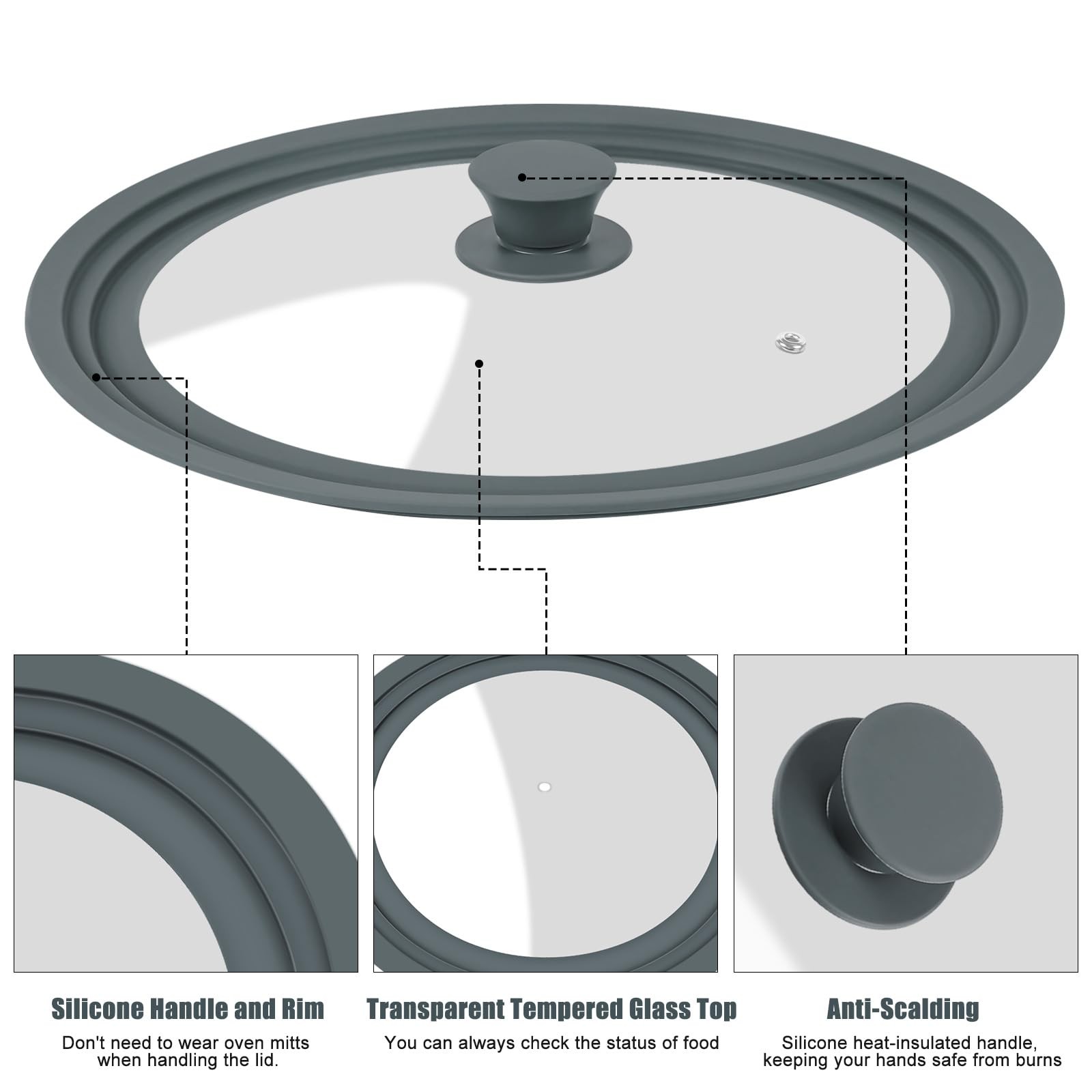 Universal Lid for Pots, Pans, and Skillets – Silicone Replacement Pan Lid Fit…