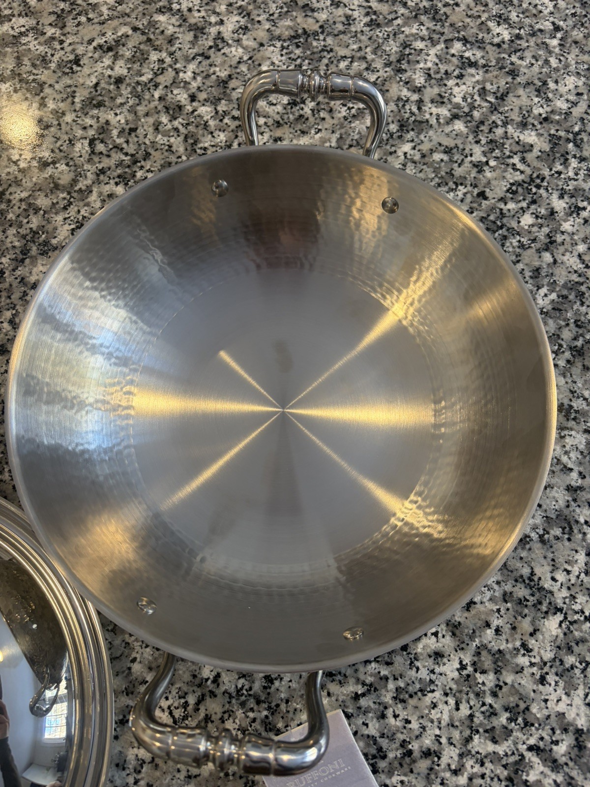 Ruffoni Opus Prima Hammered Stainless-Steel Wok 12” w/ Tomato Knob, 4 3/4-Qt