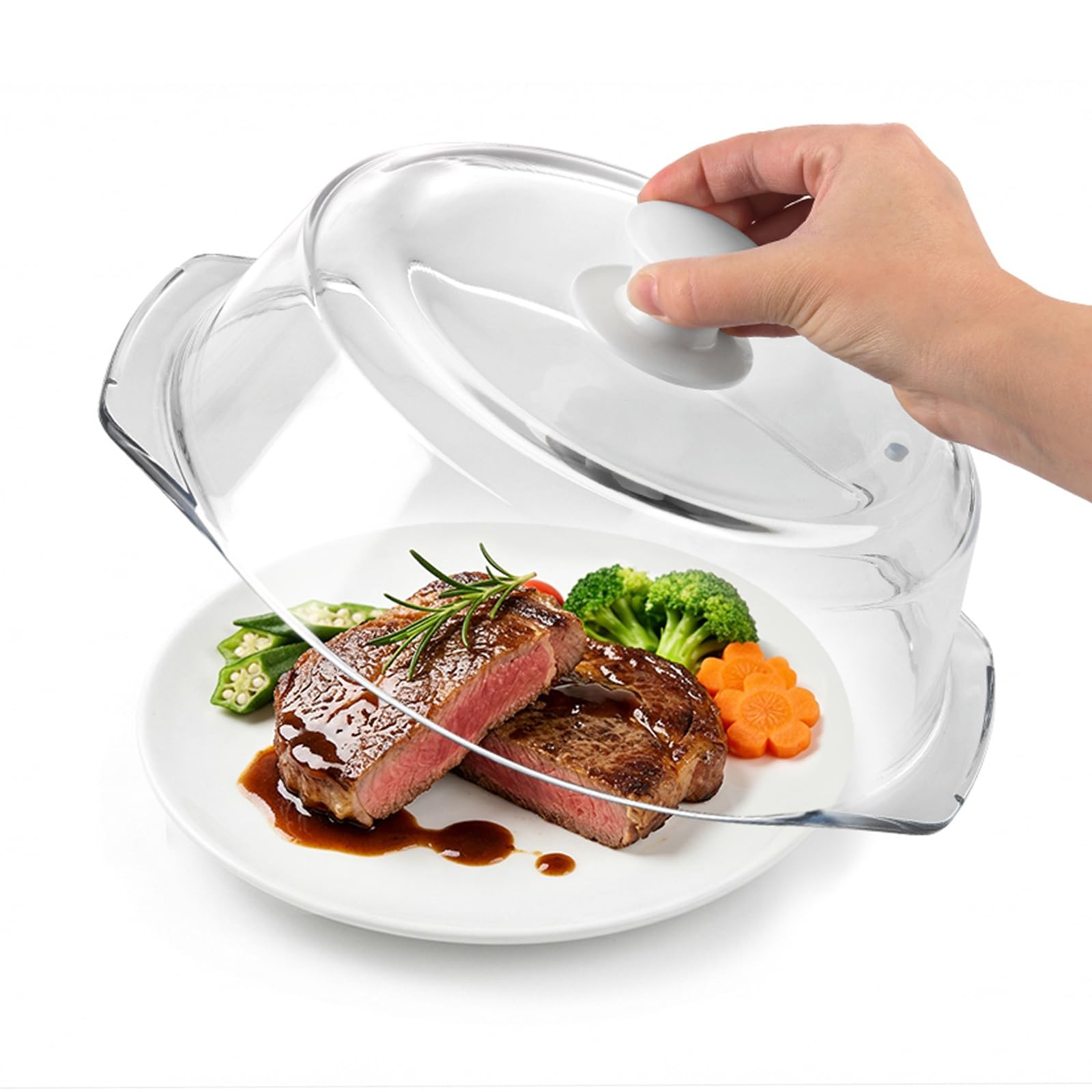 Glass Microwave Splatter Cover with Ceramic Handle & Screw Non-Plastic
