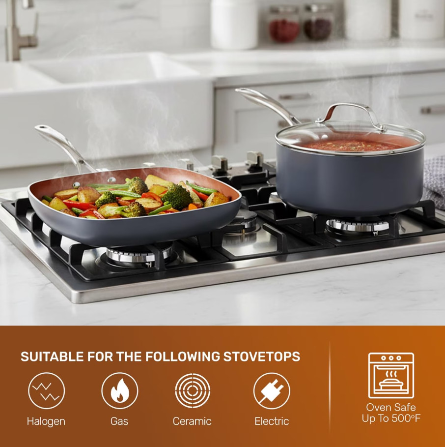 Gotham Steel TRUE VALUE 20 Pc Nonstick Ceramic Cookware Set Copper Bakeware