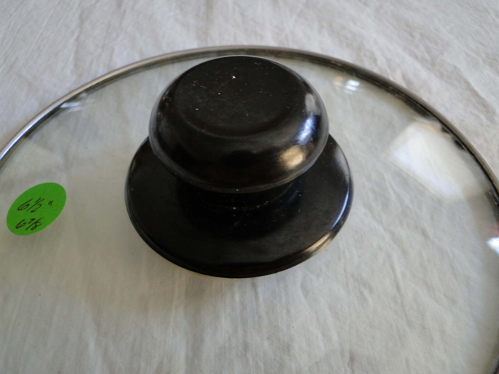 Clear Glass Cook Pot Replacement Lid – Black Knob Handle – 6-7/8″ Cookware (3)
