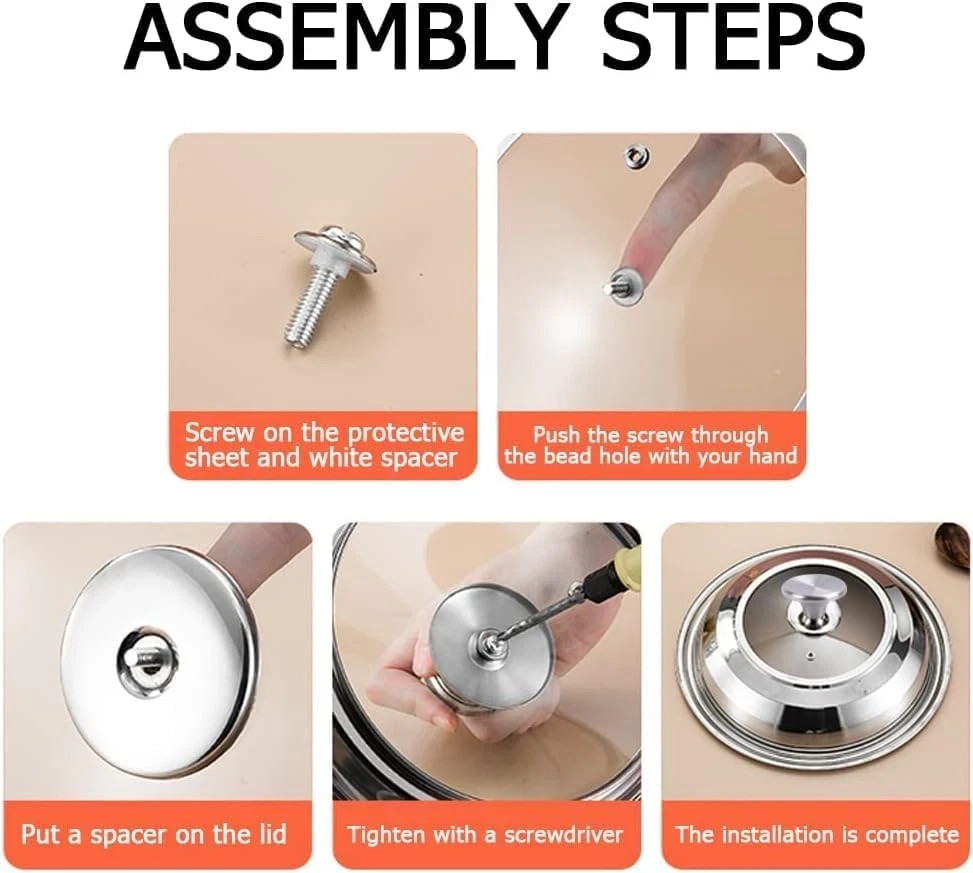 2 Pack Stainless Steel Knob Replacement for Le Creuset Dutch Oven Lid Silver