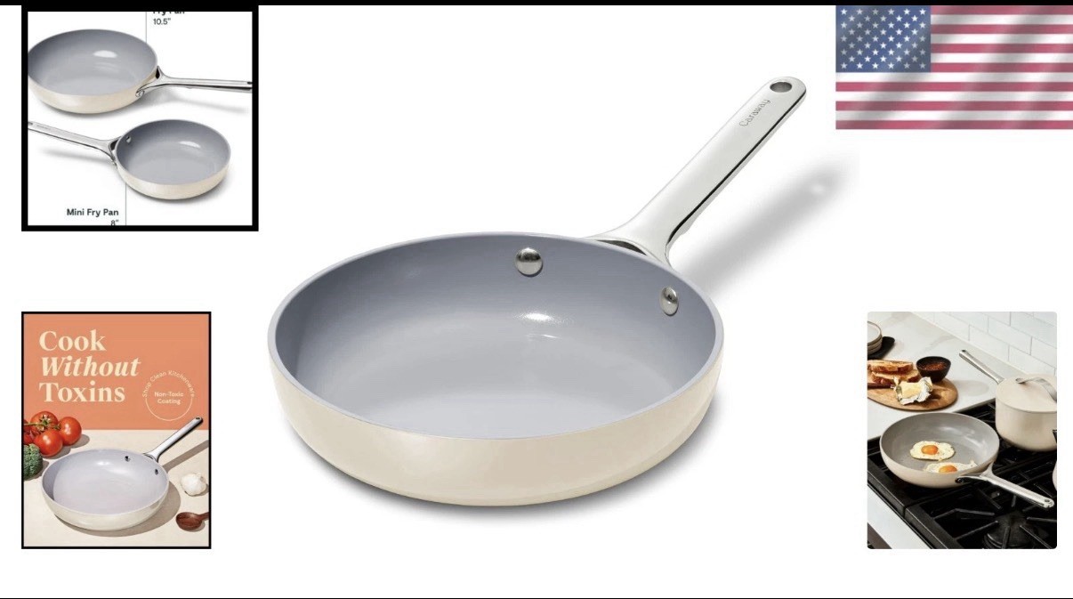 Elegant 8″ Nonstick Ceramic Mini Fry Pan – 1.05 qt – Oven Safe for Light Cooking