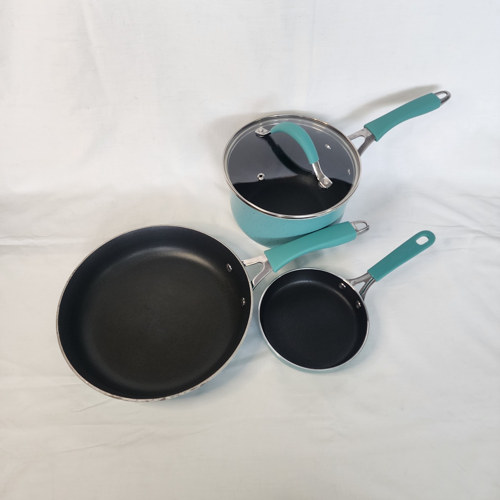 Pioneer Woman KEEPSAKE TEAL Speckled Enamel Aluminum Cookware Set