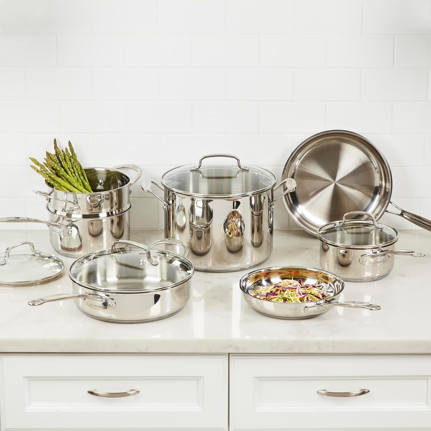 Chef’s Classic 11-Piece Stainless Steel Pots and Pans Set, Cookware Set