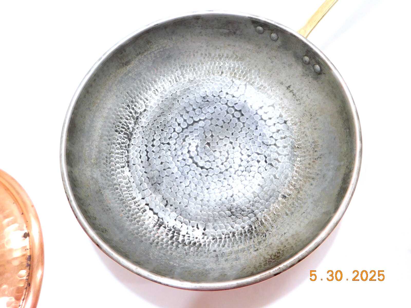 CU Artigiana Hammered Copper 13″ Saucier Pan Italy NEEDS RE-TINNED