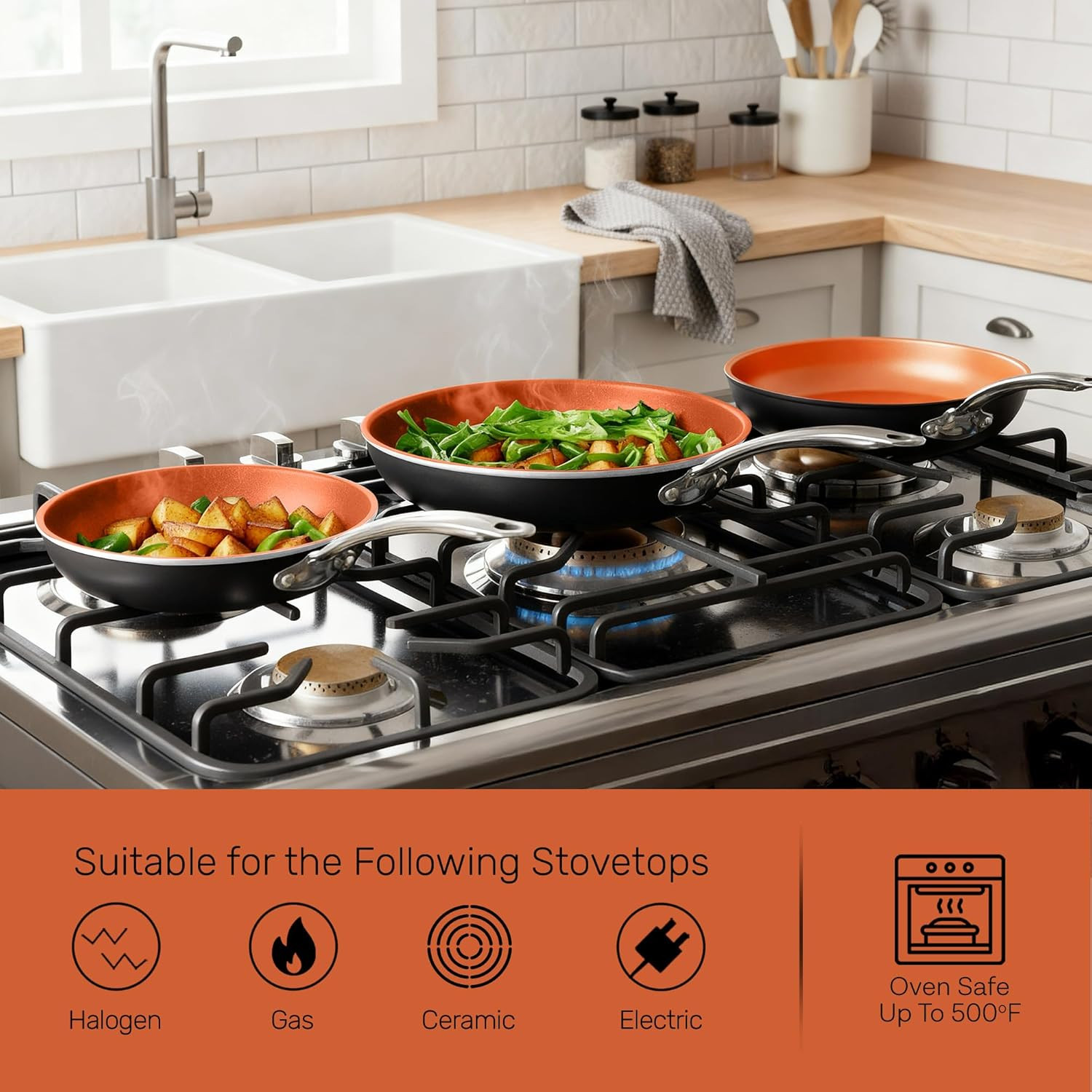 Gotham Steel 12 Pc Ceramic Cookware Set Nonstick, Ceramic Pots and Pans Set Non
