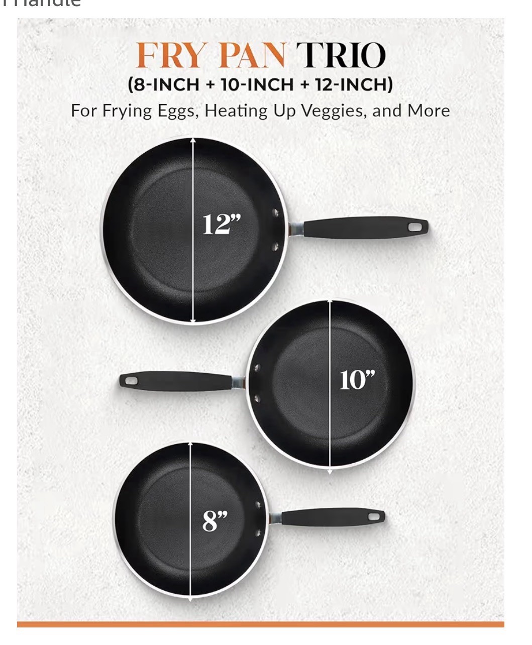 Gotham Steel Diamond Cast Textured 3-Pc. Non-Stick Set 8″/ 10″/ 12″ Fry Pans