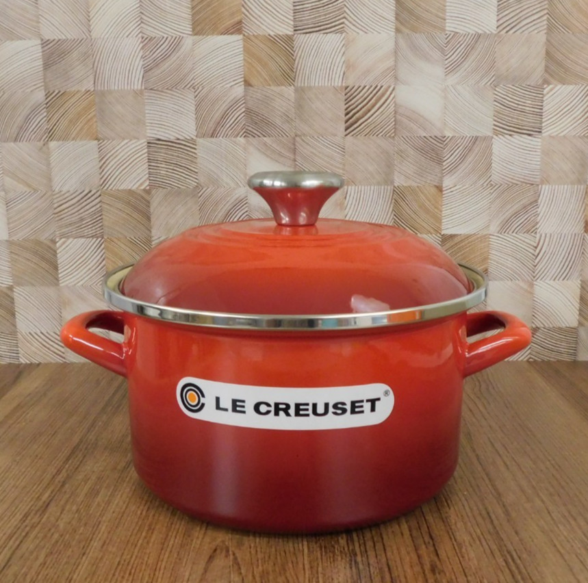 Le Creuset Enameled Steel 3.8 Quart Petite Stockpot, Cerise – New