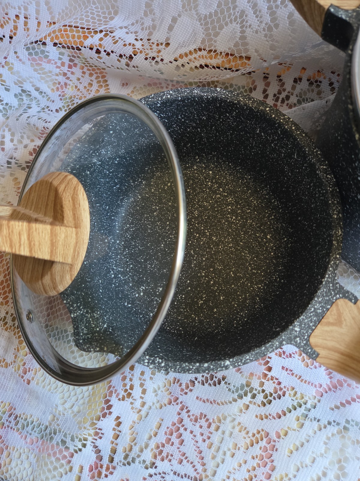 Natural Elements Woodstone Premium Saucepan Nonstick With Lids Lot Of 2