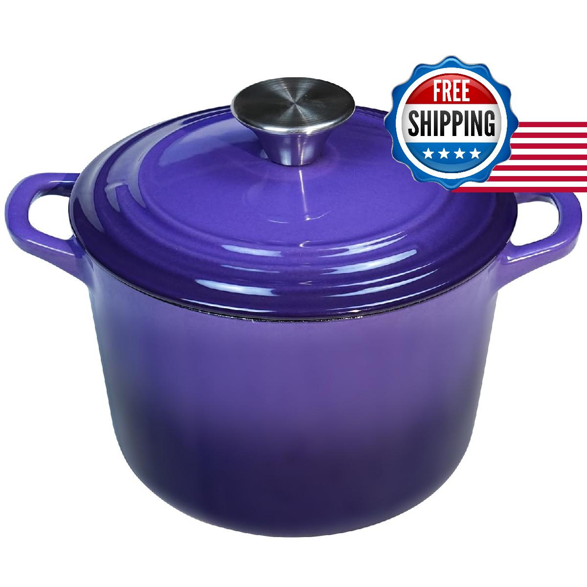 Flavehc Dutch Oven Pot Lid 2.8 Qt Cast Iron Dutch Oven For Bread Baking Purple