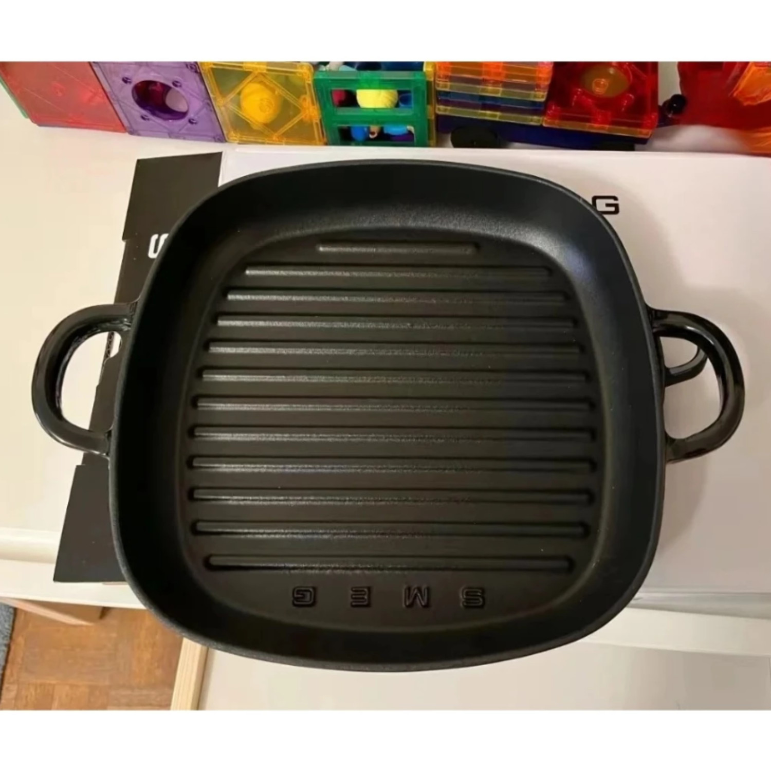 SMEG Nonstick Cast Iron Grill Pan Square Skillet Steak BBQ Fry Pan