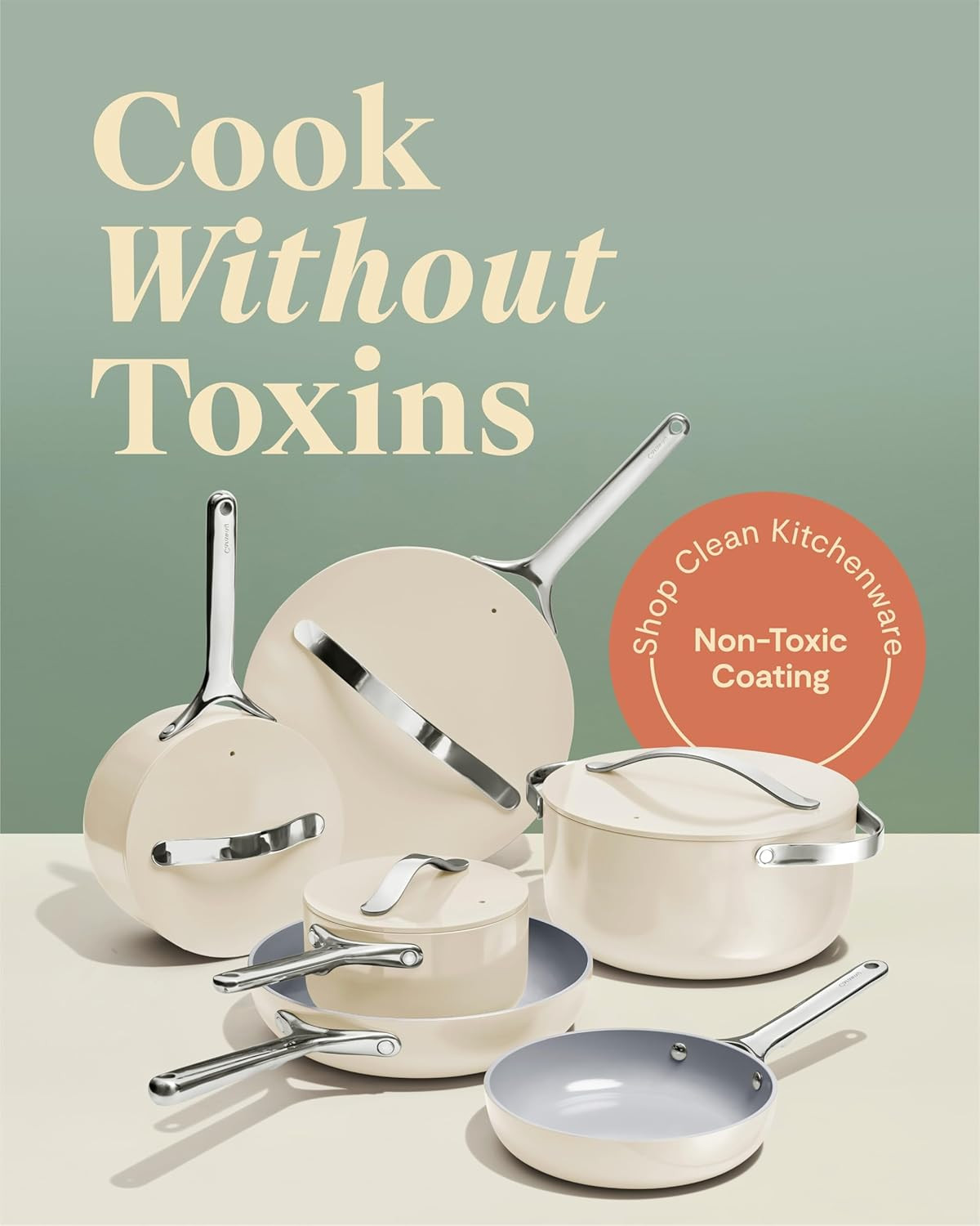 16-Piece Deluxe Nonstick Ceramic Cookware Set – Oven Safe & All Stovetops Compat