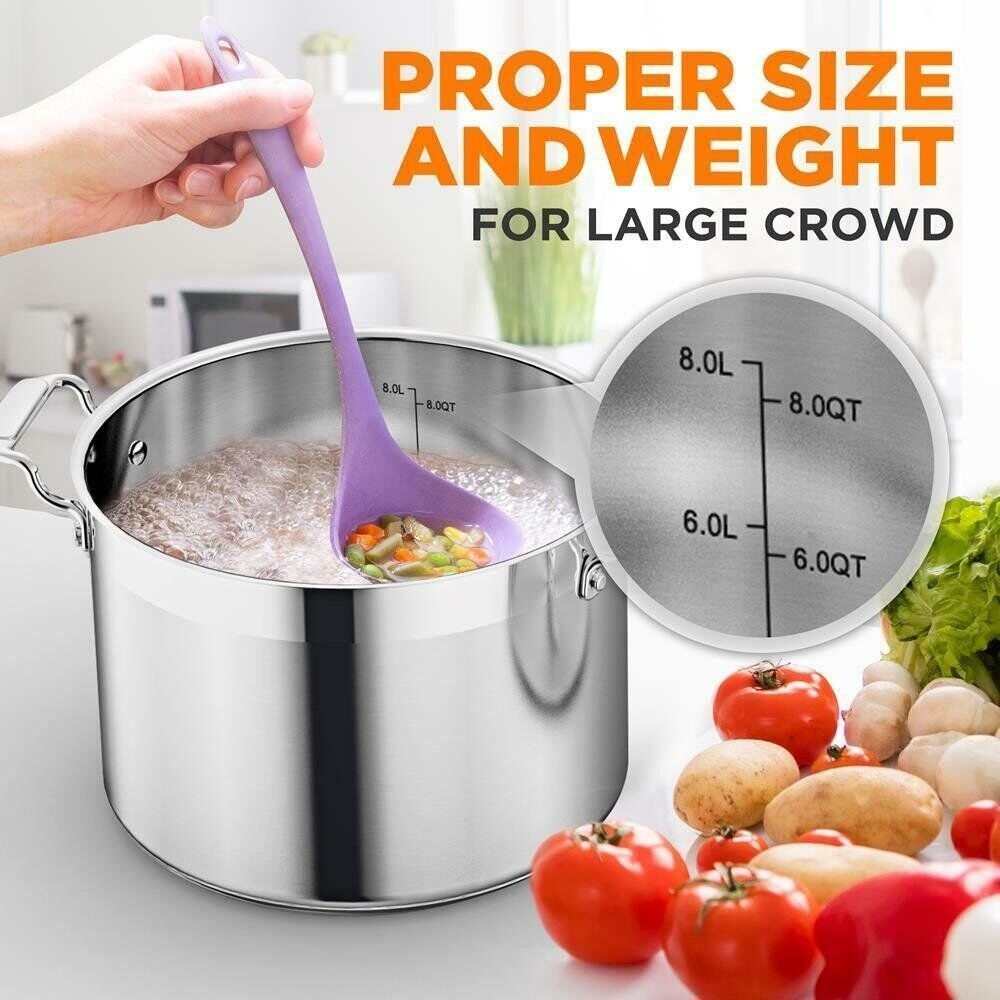 NutriChef 8QT Non-toxic Stainless Steel Stockpot, Heavy-Duty Induction Pot