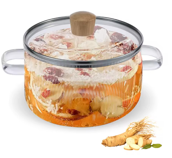 Glass Saucepan Clear Cooking Pot with Lid 1.6L Heat Resistant Glass Soup Pot Dua