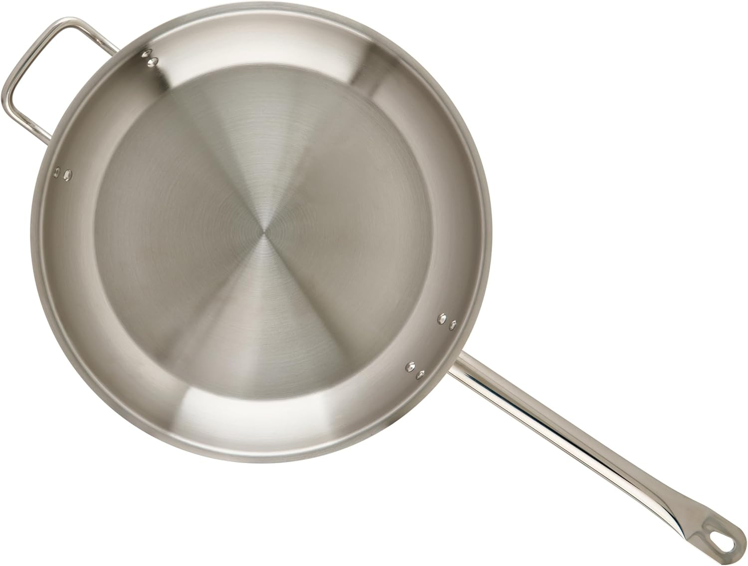 Winco Commercial-Grade Stainless Steel Fry Pan with Helper Handle, Natural Finis