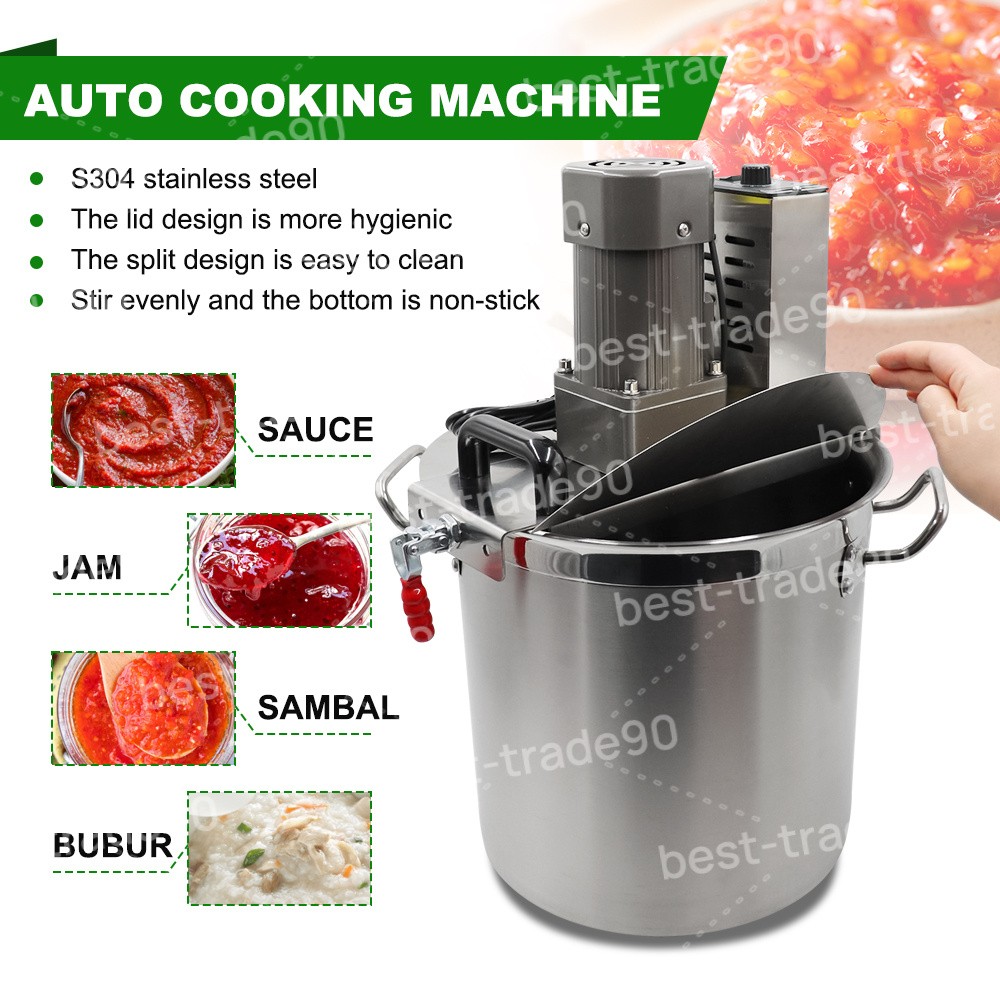 40L Automatic Food Mixer Electric Sauce Stirrer Frying Machine with Lid Kitchen