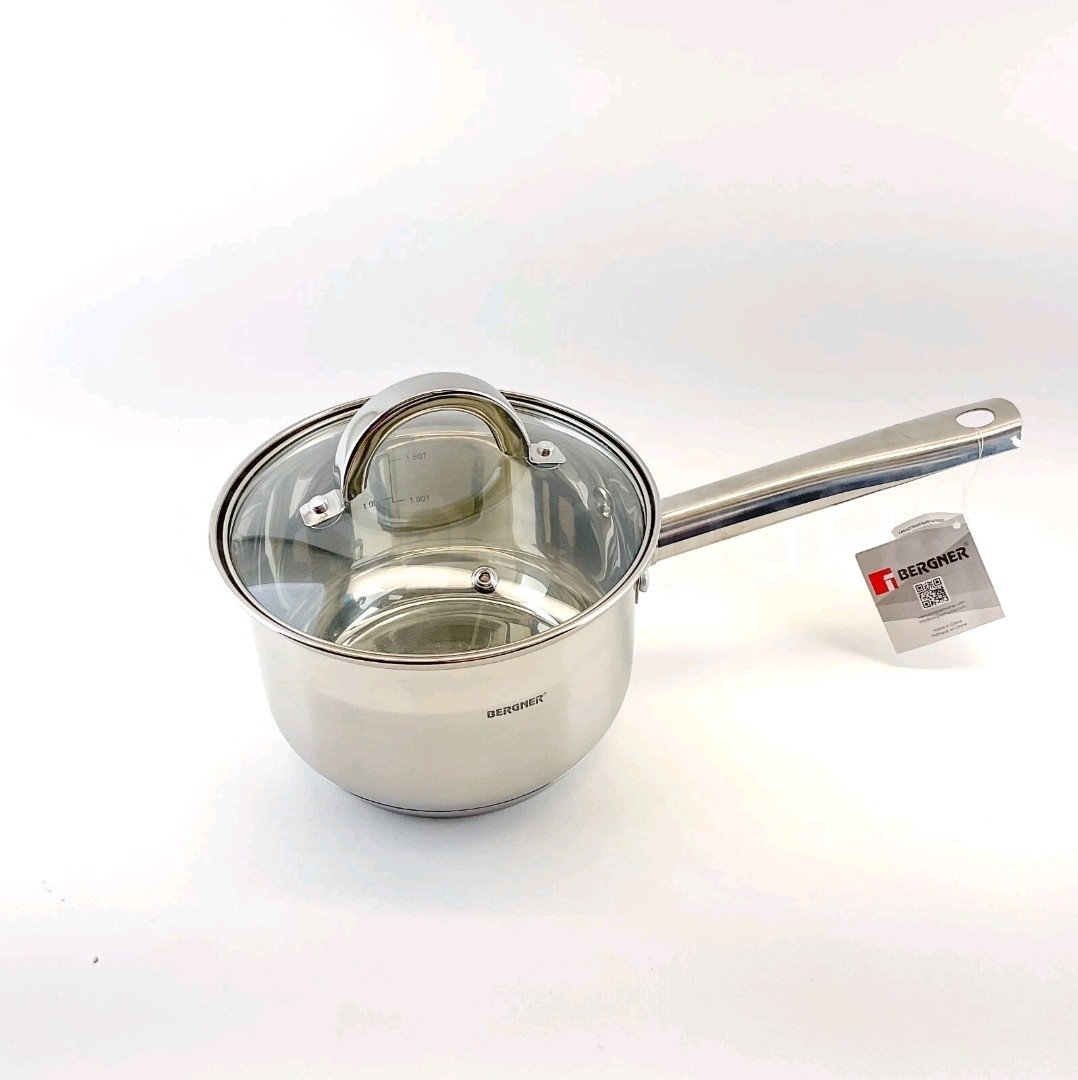 Bergner Essential Series Stainless Steel 1.8-qt Saucepan with Lid Cookware NWT