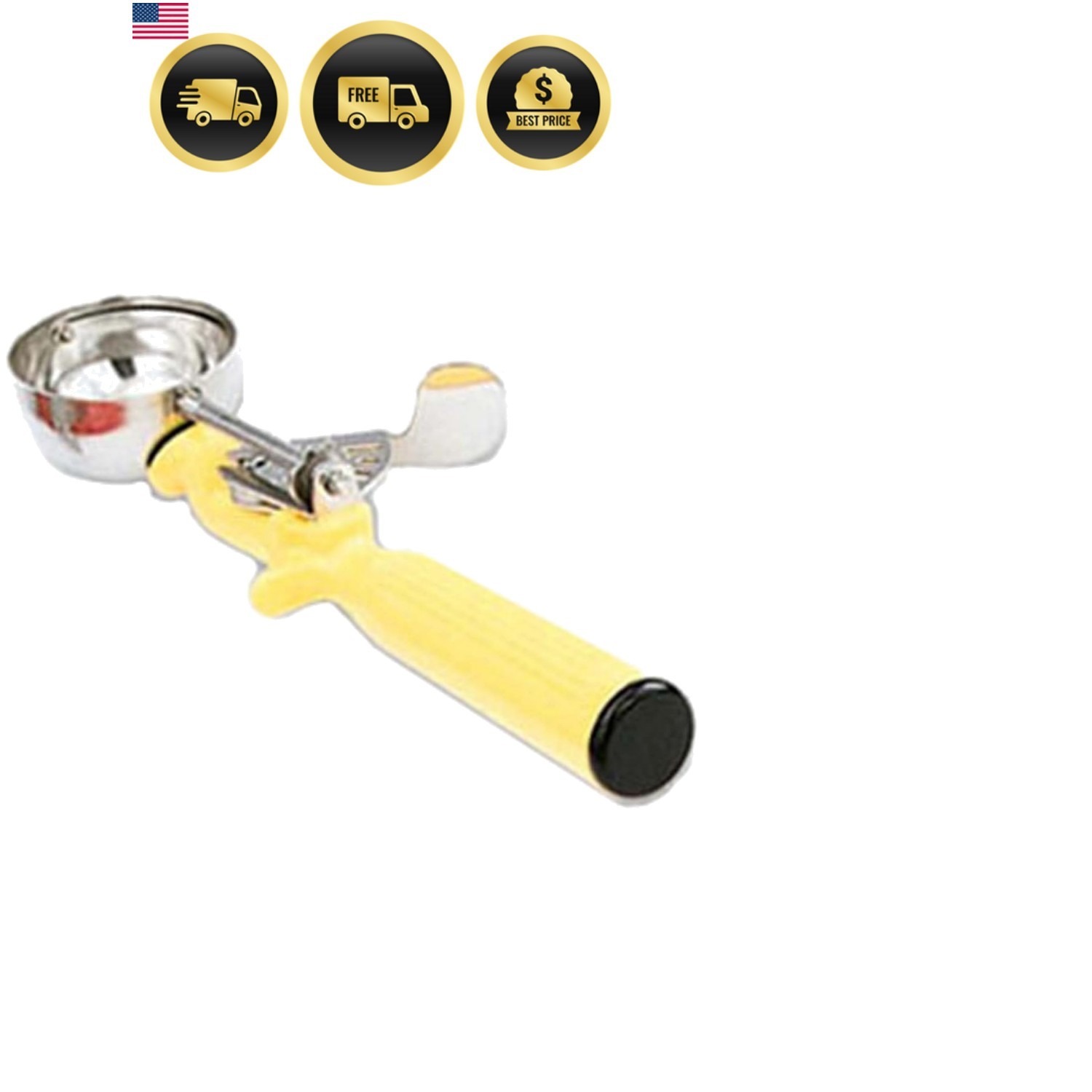 1-5/8 oz Stainless Steel Disher – Size 20,Yellow
