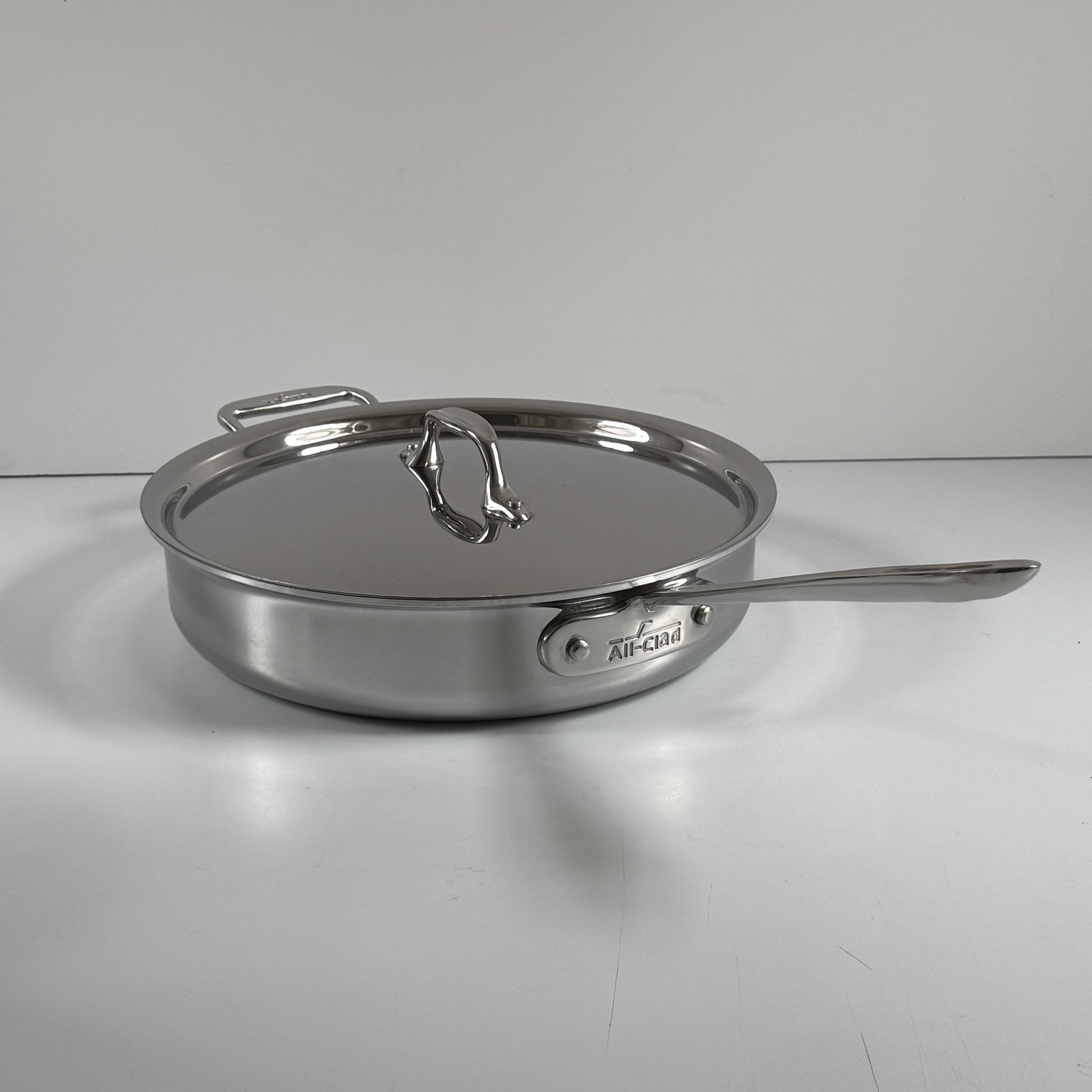 All-Clad 3 QT Stainless Steel Sauté Pan with Lid & Helper Handle Skillet USA