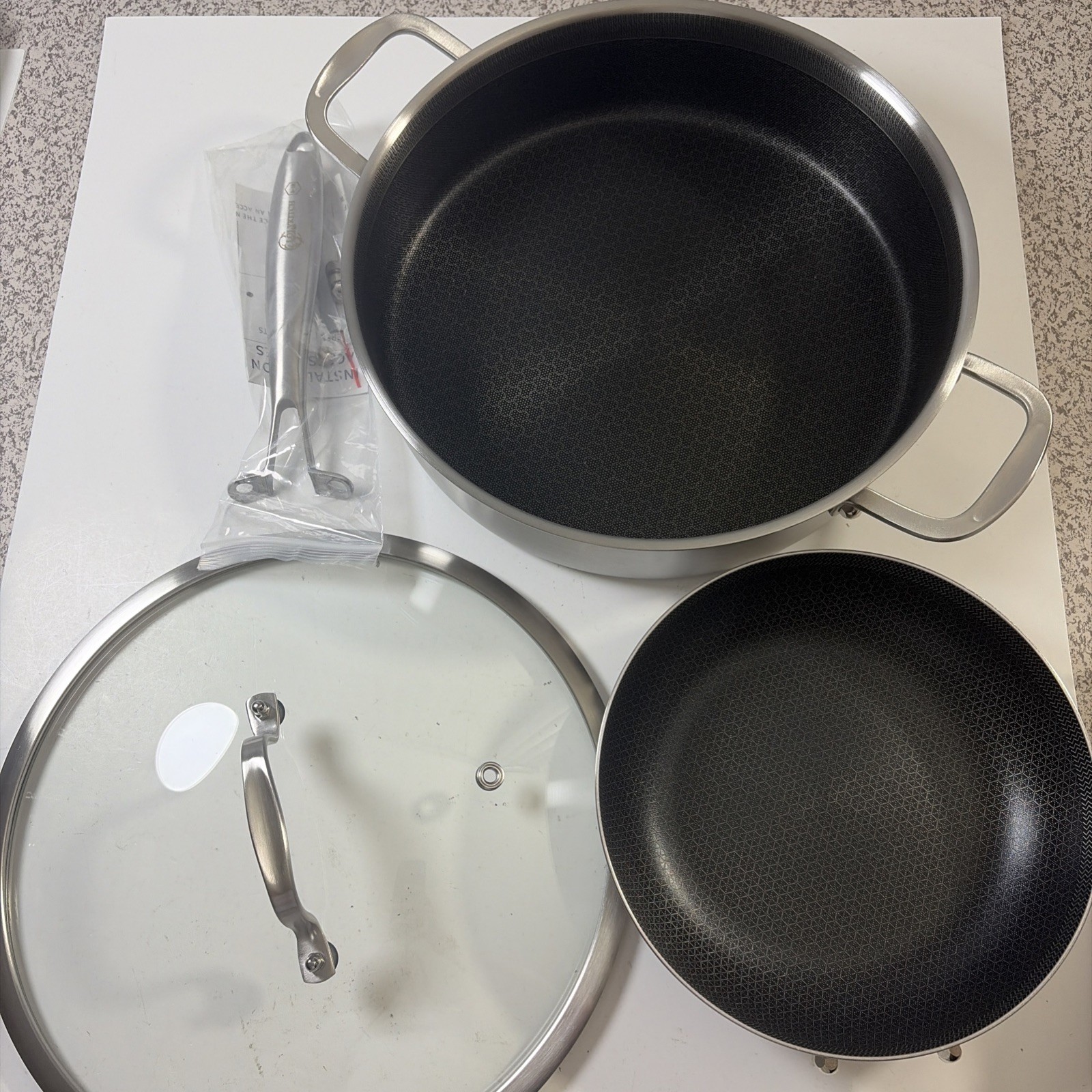 LOLYKITCH 6QT Tri-Ply Stainless Steel Sauté Pan with Lid+8″Nonstick Fry Pan Set