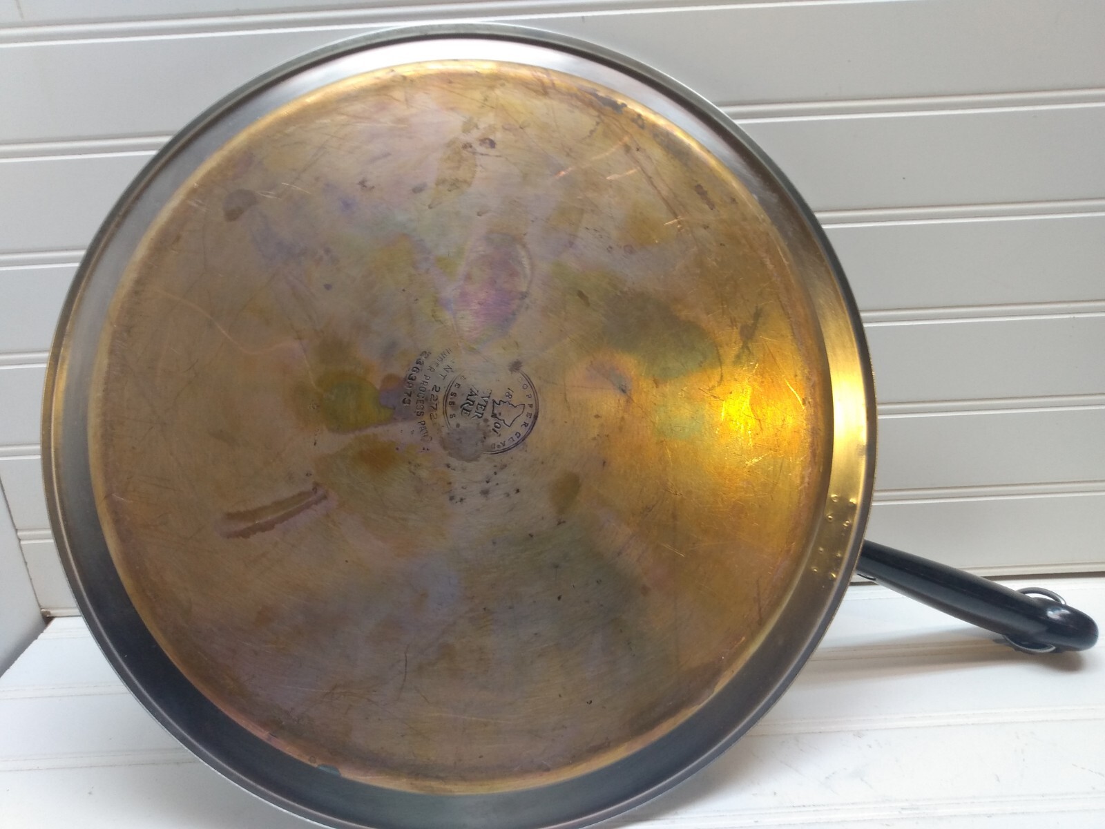 Revere Ware 13.5″ Griddle Copper Bottom Stainless Skillet Flat Grill Pan Roaster
