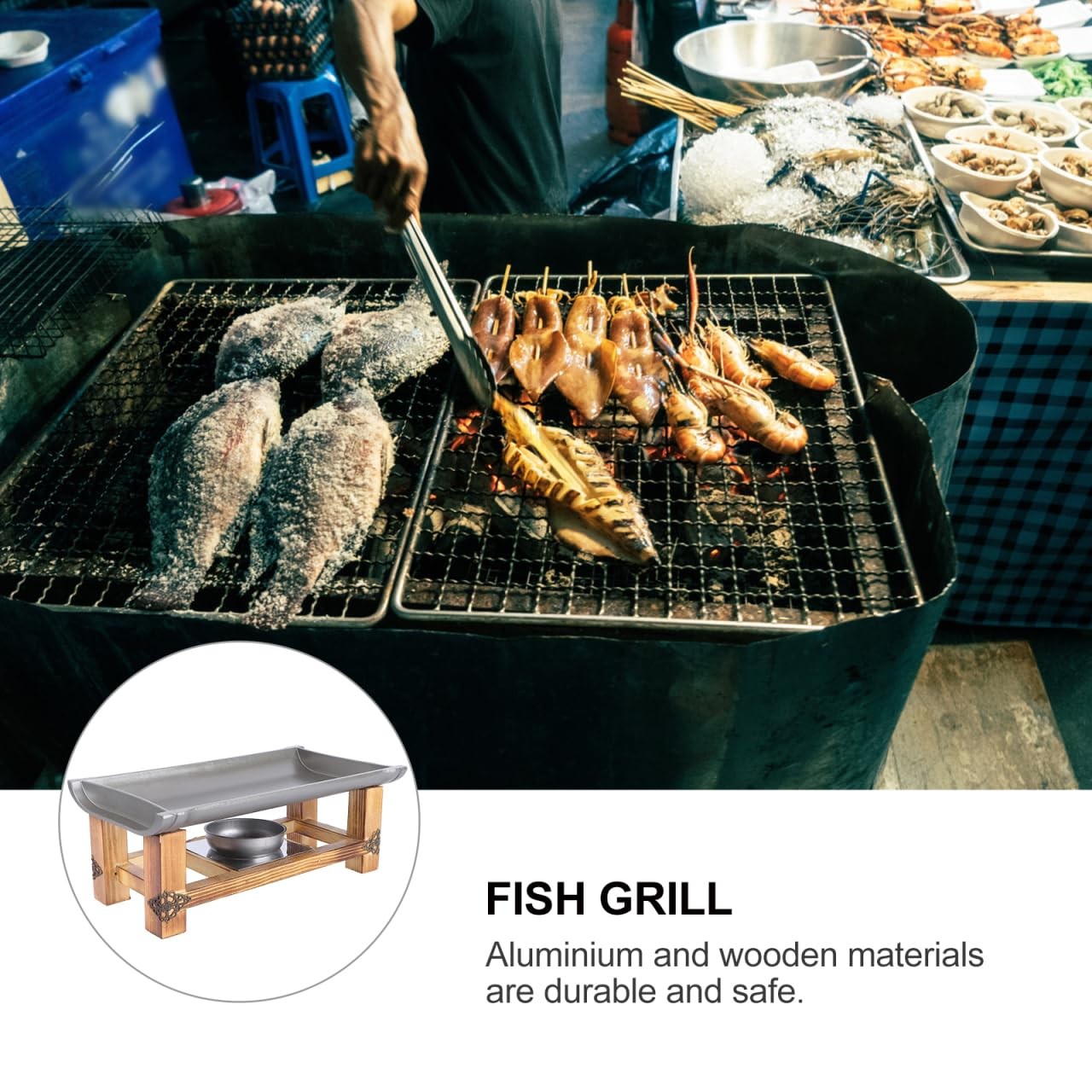 Non-Stick Barbecue Tray 11.81X5.51X3.93 Inch Portable Japanese Style Grill Pl…