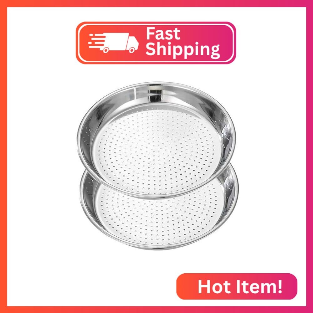 Steamer Plate, 2 Pcs 12.6 Inch Round Stainless Steel Steaming Net for Food Steam