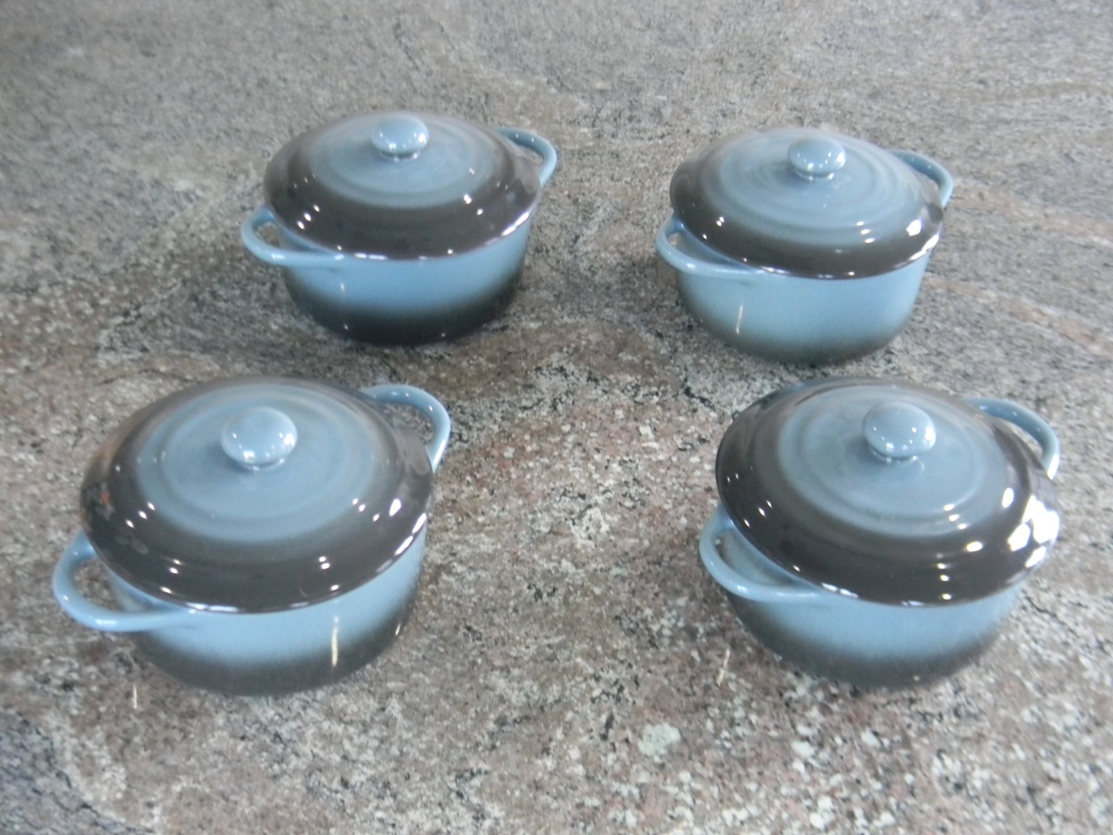 Kook Set of 4 12 oz Mini Casserole  Cocottes with Lids in Ombre – VGC!