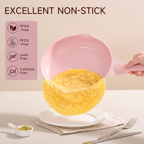 JEETEE Pink Pots and Pans Set Nonstick 23pcs Induction