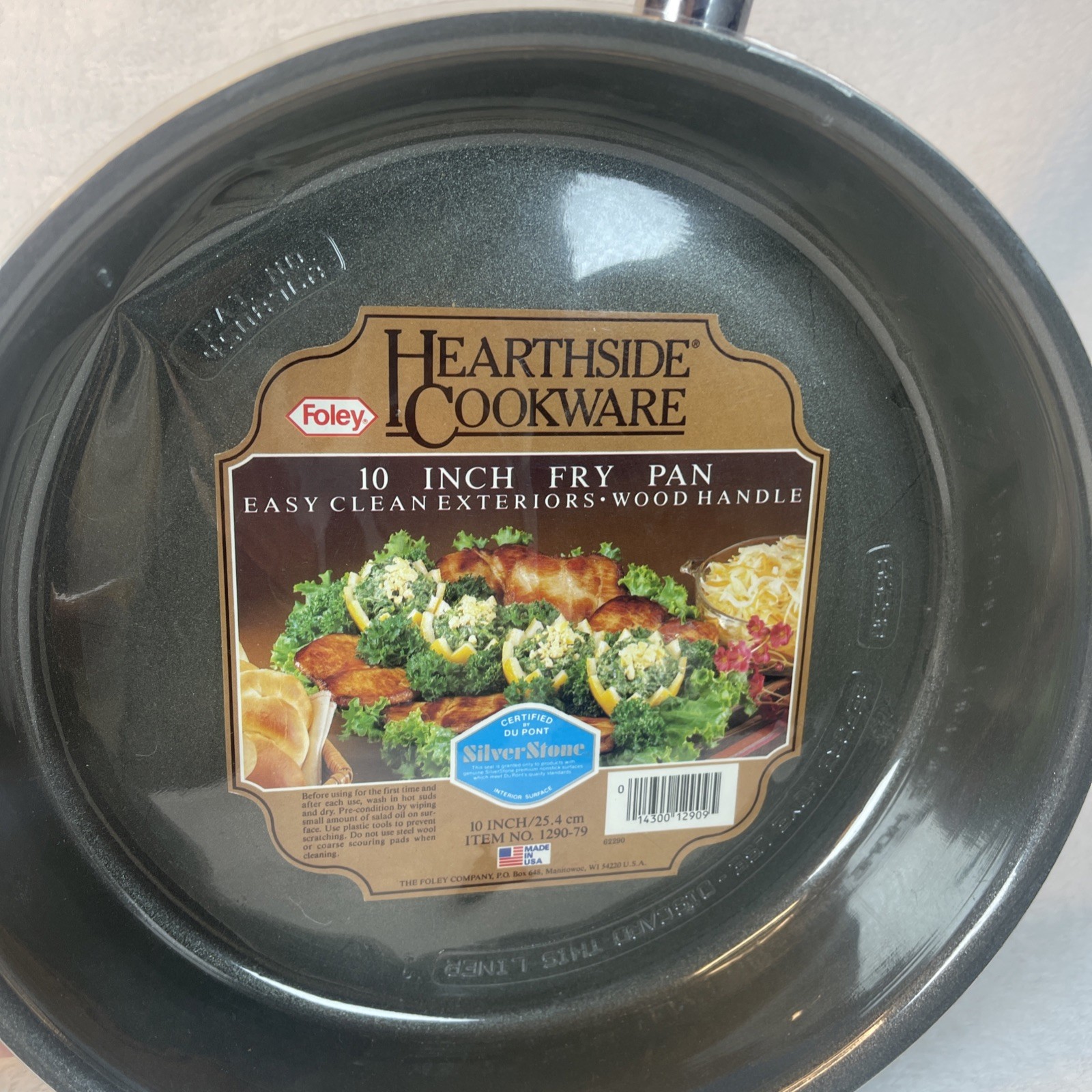 Vintage Foley Hearthside Cookware 10” Fry Pan SilverStone Nonstick Wood Handle