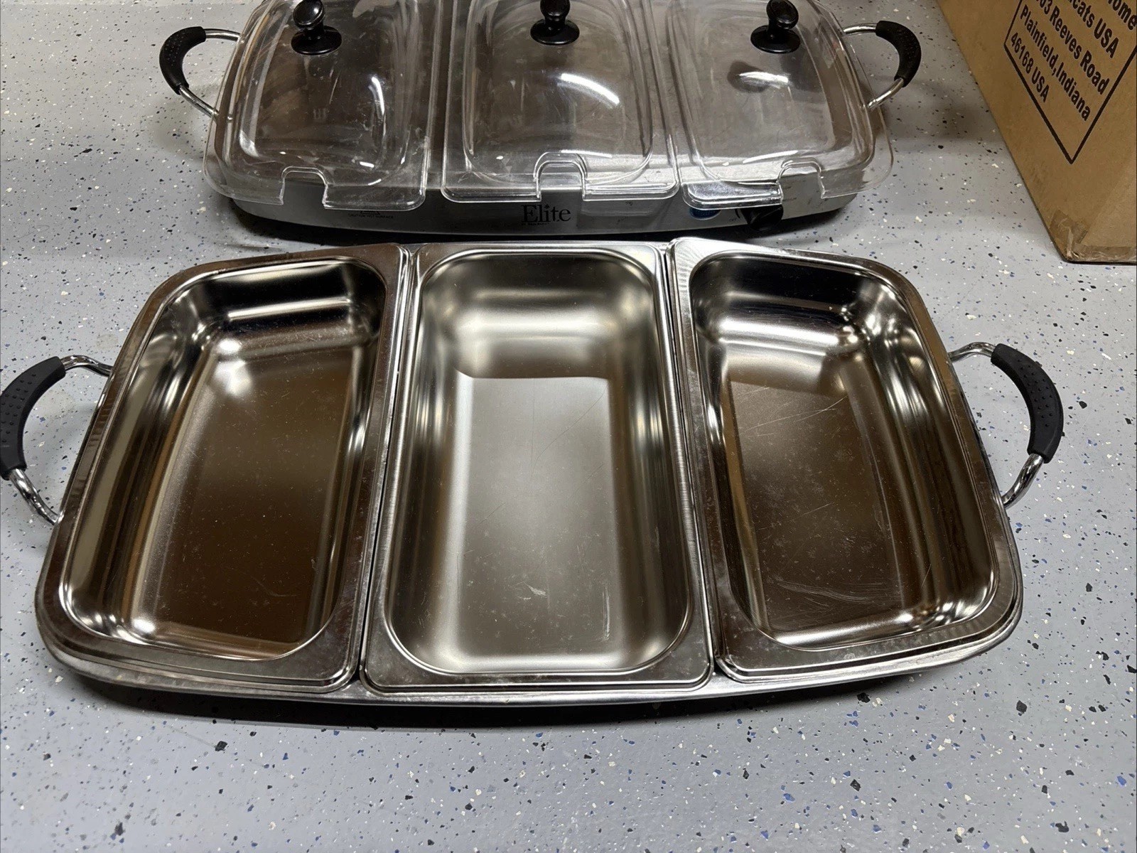 Elite Platinum EWM-9933 Triple 3×2.5 Quart Trays Buffet Server 7.5 Qt