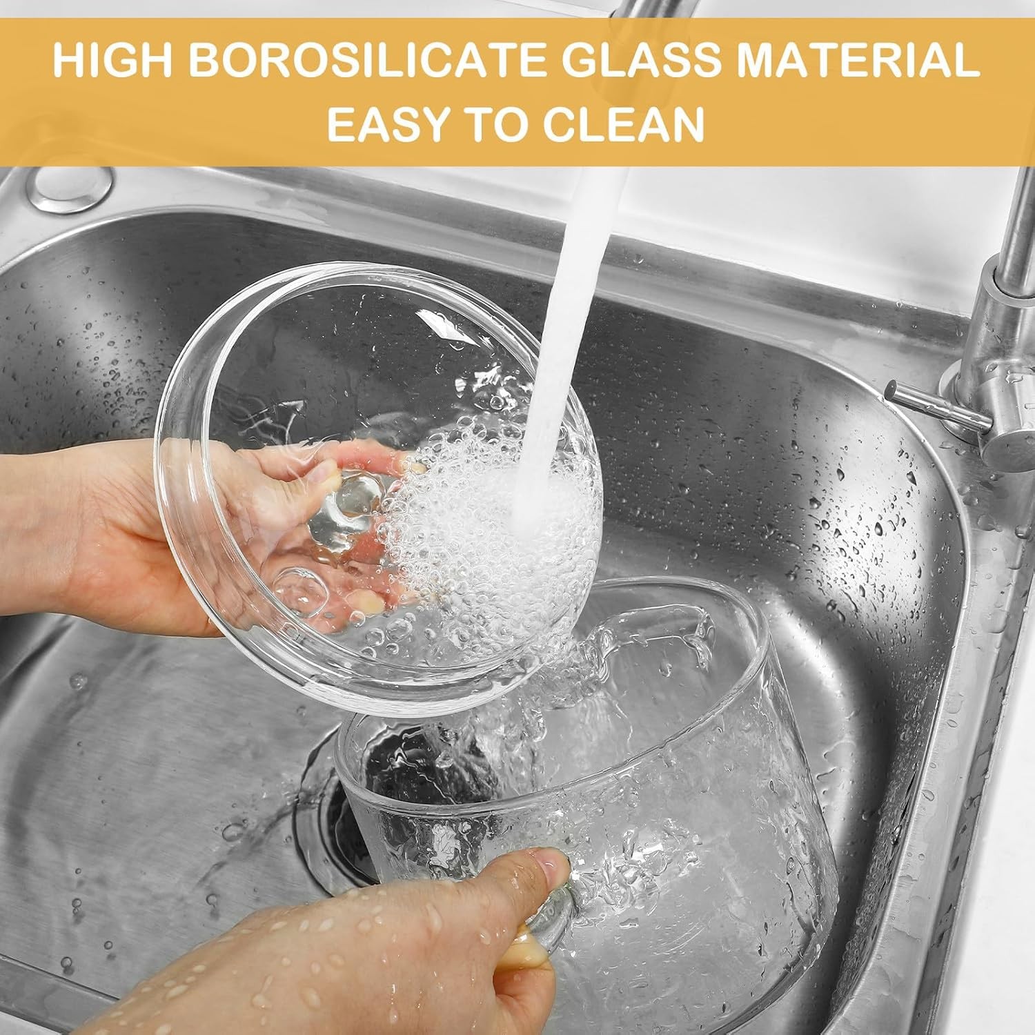 High Borosilicate Glass Soup Pot W/ Lid & Double Handles Transparent Cooking Pot