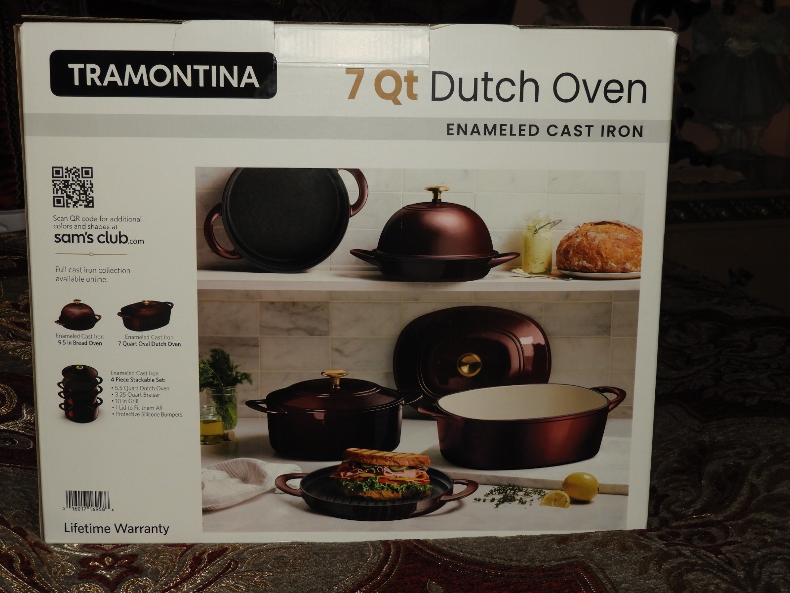 Tramontina 7 Quart Enameled Cast Iron Round Dutch Oven Burgundy