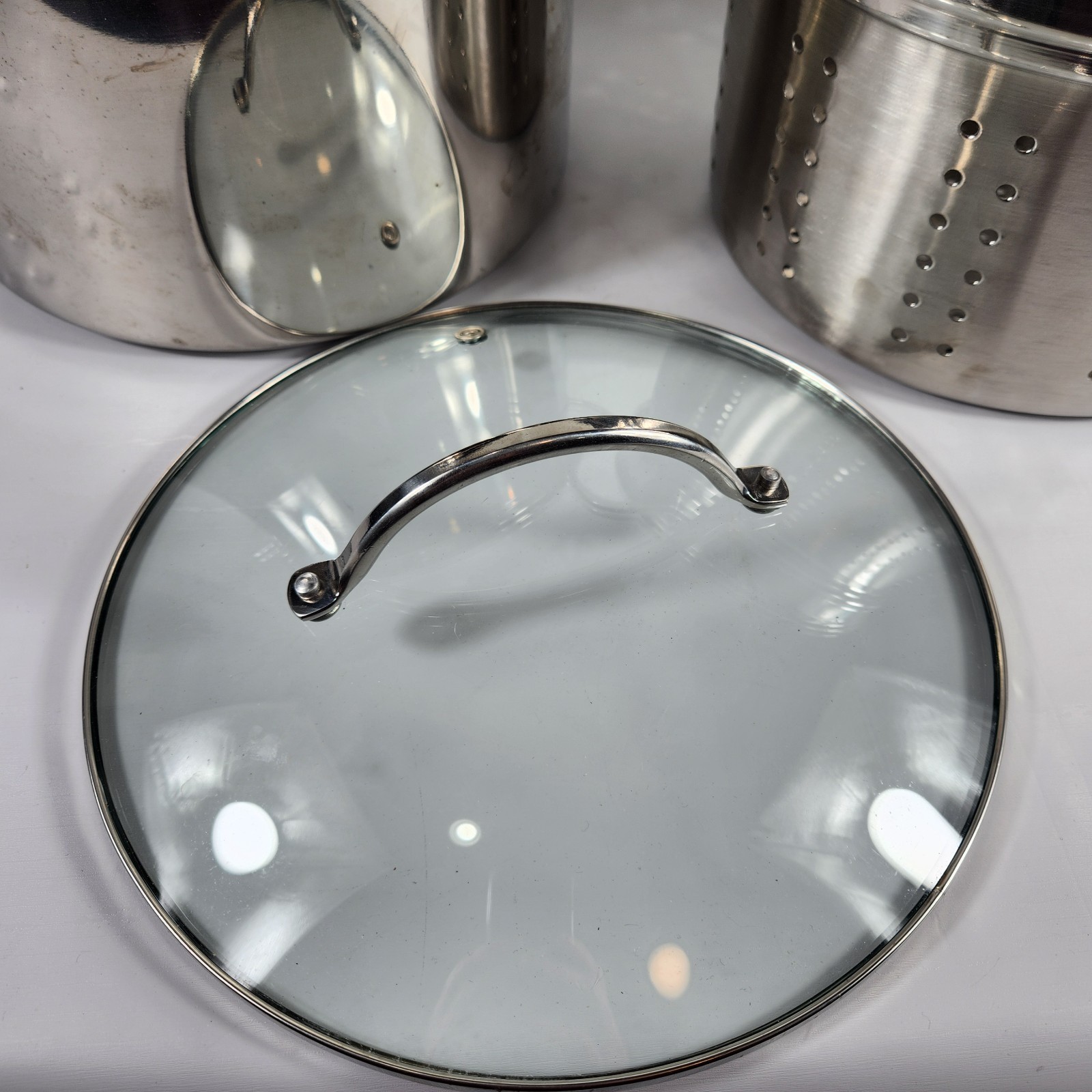 Vtg RSVP International Stainless Steel 8 qt Stockpot Strainer Insert Vented Lid